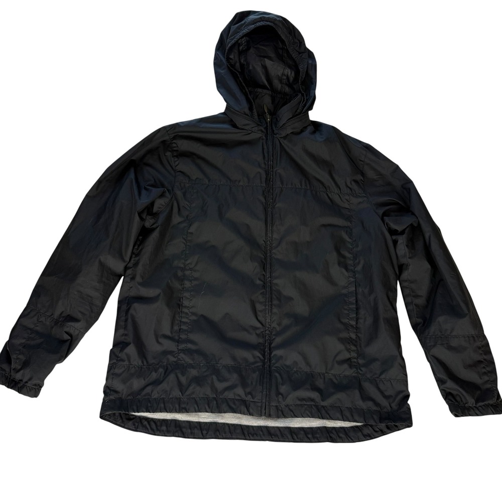Nike Mens Black Full Zip Windbreaker Jacket Stowaway Hood Lined Size M RN 56323